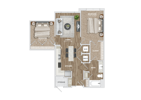 A2 Den Floor Plan  at Preston Ridge, Cary, 27513